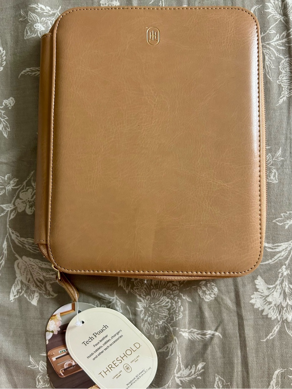 Threshold Tan Faux Leather Tech Pouch with Zipper
